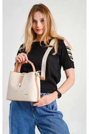 El Cantasi KADIN EL VE OMUZ CANTASI YENI SEZON EBAT:14X21 CM Bej Just Polo JPM4110