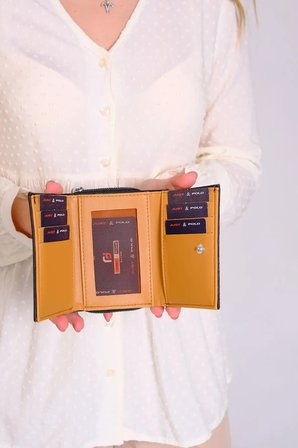 kadin cuzdan kartlik fermuarli cuzdan Siyah Taba Camel Just Polo 1002-01