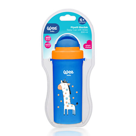 Wee Baby Askılı Pipetli Bardak 300 ml - Mavi