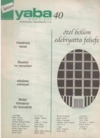 Yaba Edebiyat Dergisi Sayı: 40