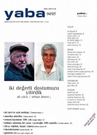 Yaba Edebiyat Dergisi Sayı: 94-95