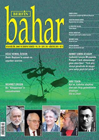 Berfin Bahar Aylık Kültür, Sanat ve Edebiyat Dergisi Sayı: 210 Ağustos 2015