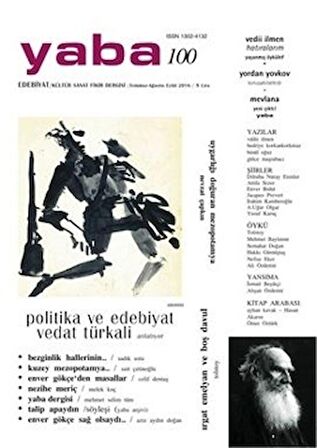 Yaba Edebiyat Dergisi Sayı: 100 Temmuz-Ağustos-Eylül 2016