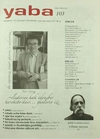 Yaba Edebiyat Dergisi Sayı: 103 /Nisan Mayıs Haziran 2017