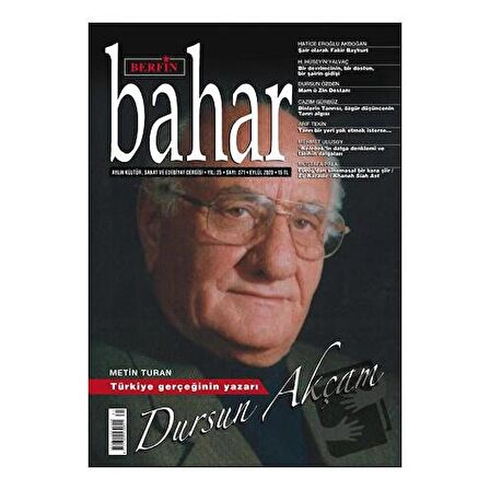 Berfin Bahar Aylık Kültür Sanat ve Edebiyat Dergisi Sayı: 271 Eylül 2020