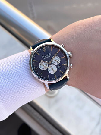 Ferrucci Çift Kordonlu Deri Ve Çelik Hasırlı İç Fonksiyonları Aktif 3 Atm Erkek Kol Saati EFC.03L.02