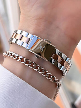 Daniel Klein Kristal Kesme Camlı Çelik Kordon 3Atm Suya Dayanıklı Kadın Kol Saati+Bileklik F13954.M6
