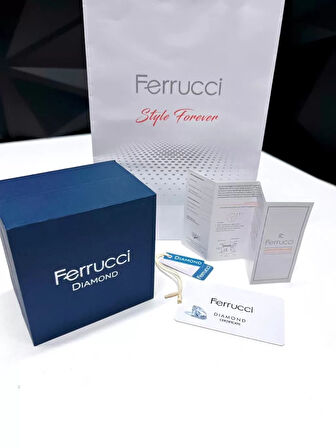 Ferrucci Kristal Camlı Çelik Kordon 2 Yıl Garantili 3 Atm Kadın Kol Saati+Bileklik NS.FRC.0041.L1