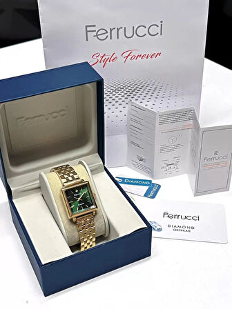 Ferrucci Kristal Camlı Çelik Kordon 2 Yıl Garantili 3 Atm Kadın Kol Saati+Bileklik NS.FRC.0041.L3