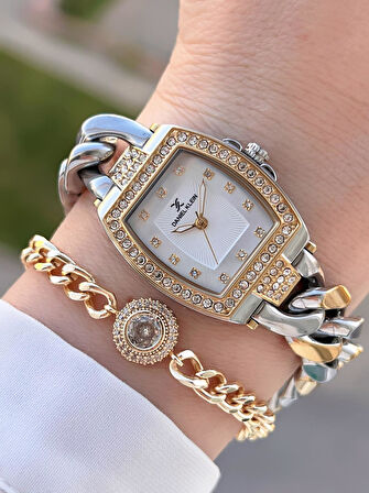 Daniel Klein Çelik Kordon 2 Yıl Garantili 3 Atm Suya Dayanıklı+Bileklik Kadın Kol Saati BFG.13717.3