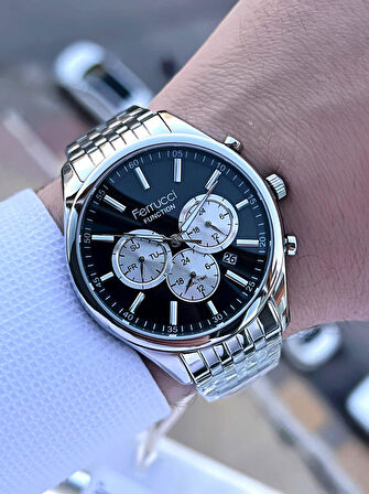 Ferrucci Çelik Kordon İç Fonksiyonları Aktif 3 Atm Bileklik Hediyeli Erkek Kol Saati F.FG03550.01