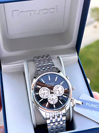 Ferrucci Çelik Kordon İç Fonksiyonları Aktif 3 Atm Bileklik Hediyeli Erkek Kol Saati F.FG03550.01