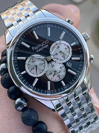 Ferrucci Çelik Kordon İç Fonksiyonları Aktif 3 Atm Bileklik Hediyeli Erkek Kol Saati F.FG03550.01