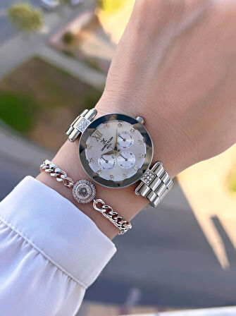 Daniel Klein Çelik Kordon 30 Mt Suya Dayanıklı Kadın Kol Saati+Bileklik BYN.10728.M1