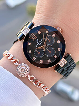 Daniel Klein Çelik Kordon 30 Mt Suya Dayanıklı Kadın Kol Saati+Bileklik BYN.10728.M7