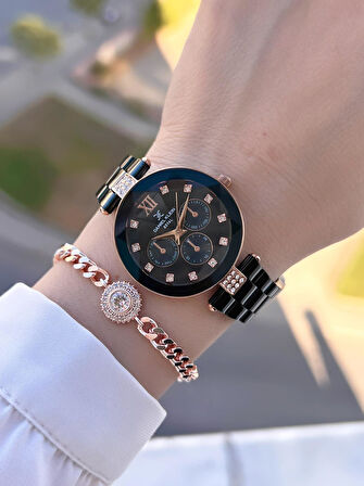 Daniel Klein Çelik Kordon 30 Mt Suya Dayanıklı Kadın Kol Saati+Bileklik BYN.10728.M7