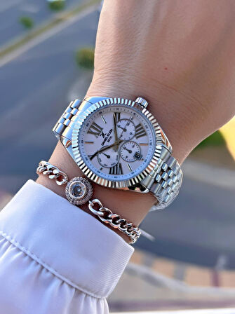 Daniel Klein Çelik Kordon 30 Mt Suya Dayanıklı Kadın Kol Saati+Bileklik BYN.10877.M1