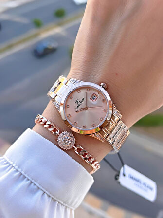 Daniel Klein Çelik Kordon 30 Mt Suya Dayanıklı Kadın Kol Saati+Bileklik BYN.13782.5