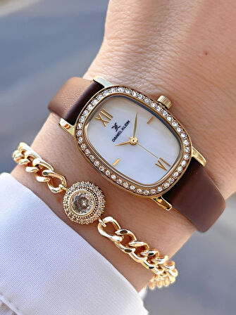 Daniel Klein Deri Kordon 30 Mt Suya Dayanıklı 2 Yıl Garantili Kadın Kol Saati+Bileklik BFG13943.6