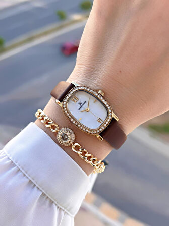 Daniel Klein Deri Kordon 30 Mt Suya Dayanıklı 2 Yıl Garantili Kadın Kol Saati+Bileklik BFG13943.6