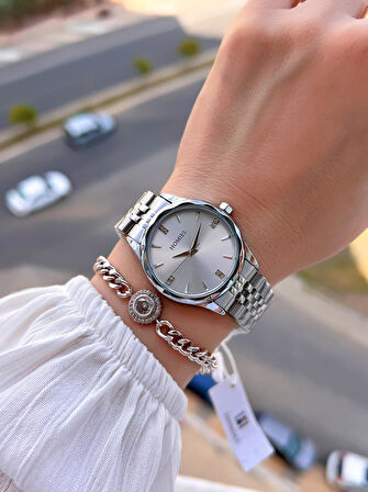 Homies Çelik Kordon 2 Yıl Garantili 30 Mt Suya Dayanıklı Kadın Kol Saati+Bileklik HM.33S01.6