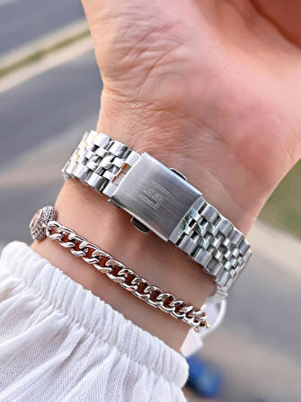 Homies Çelik Kordon 2 Yıl Garantili 30 Mt Suya Dayanıklı Kadın Kol Saati+Bileklik HM.33S01.6