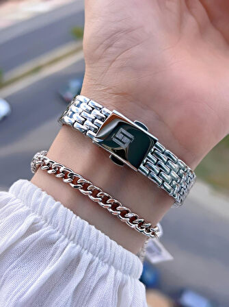 Homies Çelik Kordon 2 Yıl Garantili 30 Mt Suya Dayanıklı Kadın Kol Saati+Bileklik HM.B60S01.1