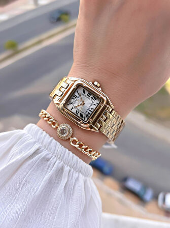 Homies Çelik Kordon 2 Yıl Garantili 30 Mt Suya Dayanıklı Kadın Kol Saati+Bileklik HM.B0146S1