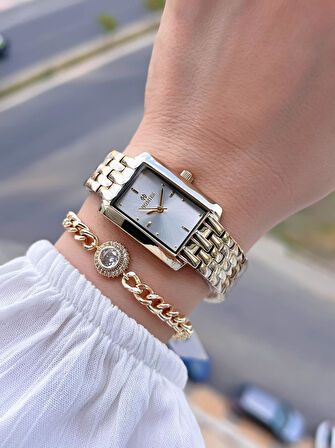 Homies Çelik Kordon 2 Yıl Garantili 30 Mt Suya Dayanıklı Kadın Kol Saati+Bileklik HM.B25531S2