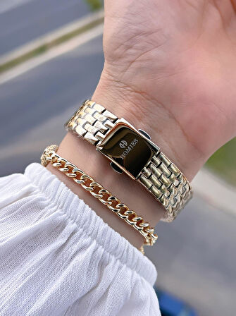 Homies Çelik Kordon 2 Yıl Garantili 30 Mt Suya Dayanıklı Kadın Kol Saati+Bileklik HM.B25531S2