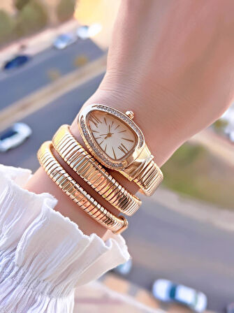 Coliseum Dolamalı Yılan Model Özel Tasarım Vintage Seri Kadın Kol Saati CL.Y001.M6