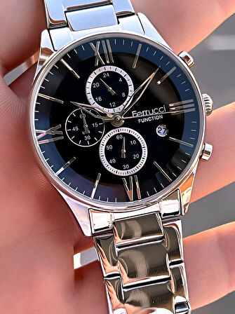 Ferrucci Çelik Kordon İç Fonksiyonları Aktif 2 Yıl Garantili Erkek Kol Saati+Bileklik F.FGG233.01