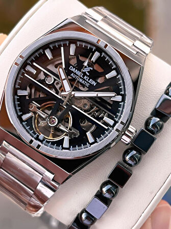Daniel Klein Otomatik Mehtap Ve Güneş Kadranlı Bileklik Hediyeli 3 Atm Erkek Kol Saat FDK.14268.K2