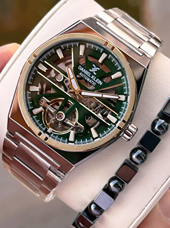 Daniel Klein Otomatik Mehtap Ve Güneş Kadranlı Bileklik Hediyeli 3 Atm Erkek Kol Saat FDK.14268.K5