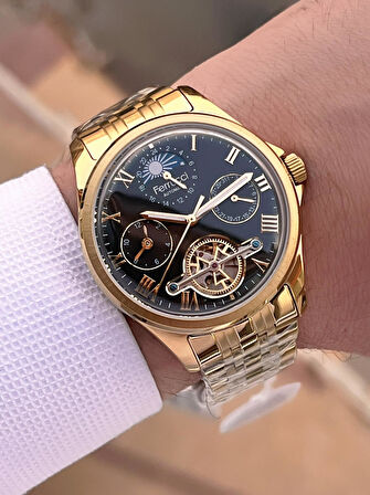 Ferrucci Otomatik Mehtap Ve Güneş Kadranlı Bileklik Hediyeli 3 Atm Erkek Kol Saat FF.G3606.3