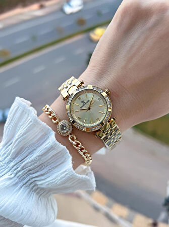 Daniel Klein Çelik Kordon 30 Mt Suya Dayanıklı Kadın Kol Saati+Bileklik BF.GF.10109.3