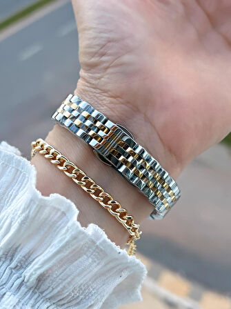 Daniel Klein 2 Yıl Garantili Çelik Kordon 30 Mt Suya Dayanıklı Kadın Kol Saati+Bileklik BF.G.10109.3