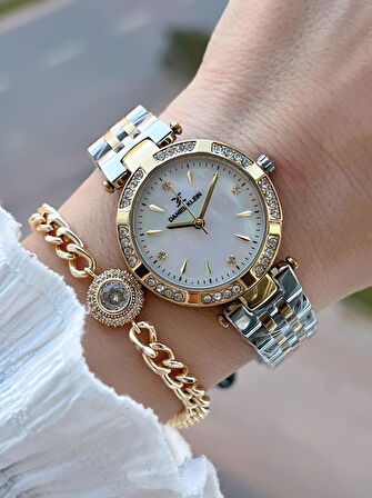 Daniel Klein 2 Yıl Garantili Çelik Kordon 30 Mt Suya Dayanıklı Kadın Kol Saati+Bileklik BF.G.10109.4