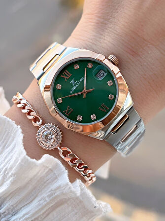 Daniel Klein 2 Yıl Garantili Çelik Kordon 30 Mt Suya Dayanıklı Kadın Kol Saati+Bileklik BF.G.10055.6