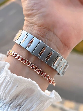 Daniel Klein 2 Yıl Garantili Çelik Kordon 30 Mt Suya Dayanıklı Kadın Kol Saati+Bileklik BF.G.10055.6