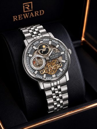 Reward Otomatik Özel Premium Seri Erkek Saati Çelik Kordon 5 ATM Su Geçirmez 2 Yıl Garanti RW.WS03