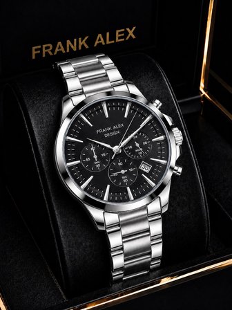 Frank Alex Kronometreli Kadran 2 Yıl Garantili Çelik Kordon 3 Atm Erkek Kol Saati FG.X7276.1
