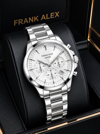 Frank Alex Kronometreli Kadran 2 Yıl Garantili Çelik Kordon 3 Atm Erkek Kol Saati FG.X7276.4