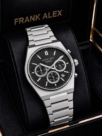 Frank Alex Kronometreli Kadran 2 Yıl Garantili Çelik Kordon 3 Atm Erkek Kol Saati FG.X7274.2
