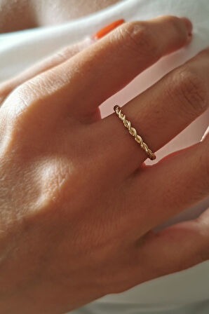 İnce Burgu Altın Kombin Yüzük