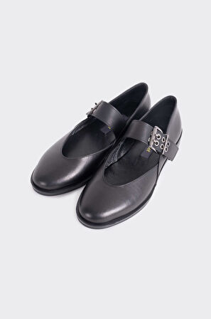 Hakiki Deri Bilekten Bantlı Kadın Babet 