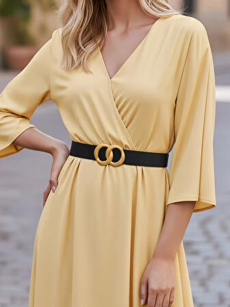 Sonsuz Gold Tokalı Siyah Kadın Kemer