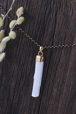 Selenit Taşı Kolye Doğal Taş Kolye - KL0454