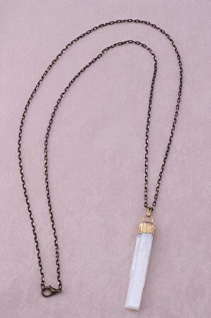 Selenit Taşı Kolye Doğal Taş Kolye - KL0454