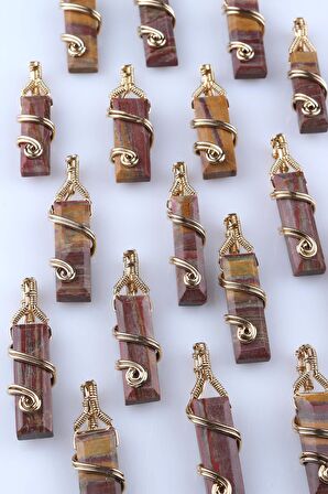 Doğal Altın Kaplama Monkay Jasper Taşı Kolye - 200239